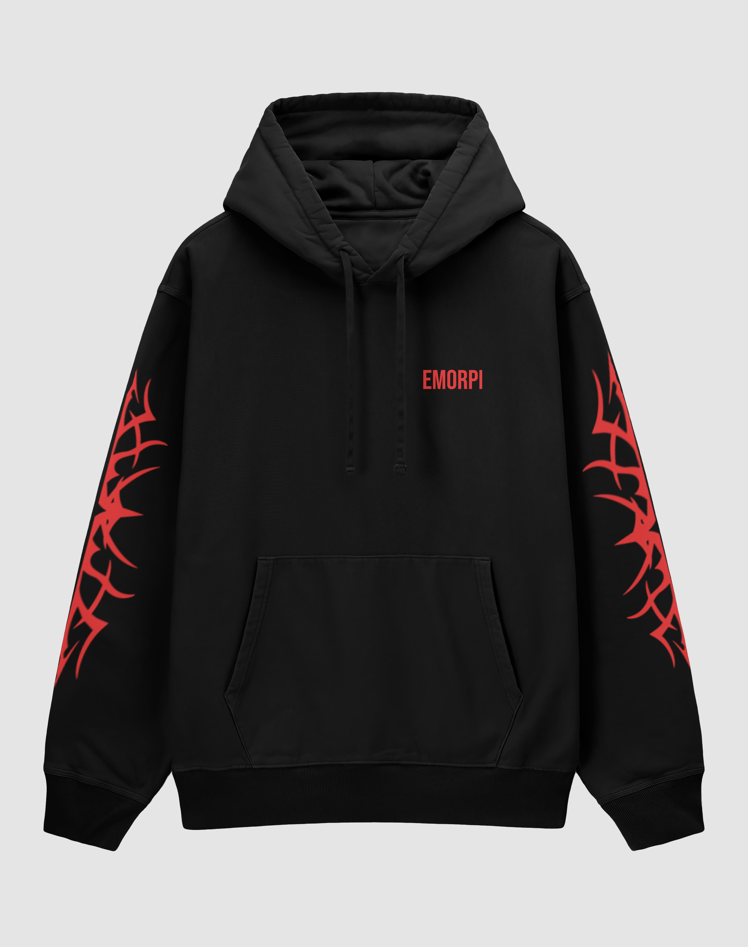 PHANTOM reflektörlü oversize motorcu hoodie, siyah, önden görünüm